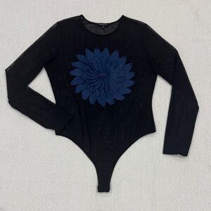 CQ by CQ Black Sheer Bodysuit Sz M